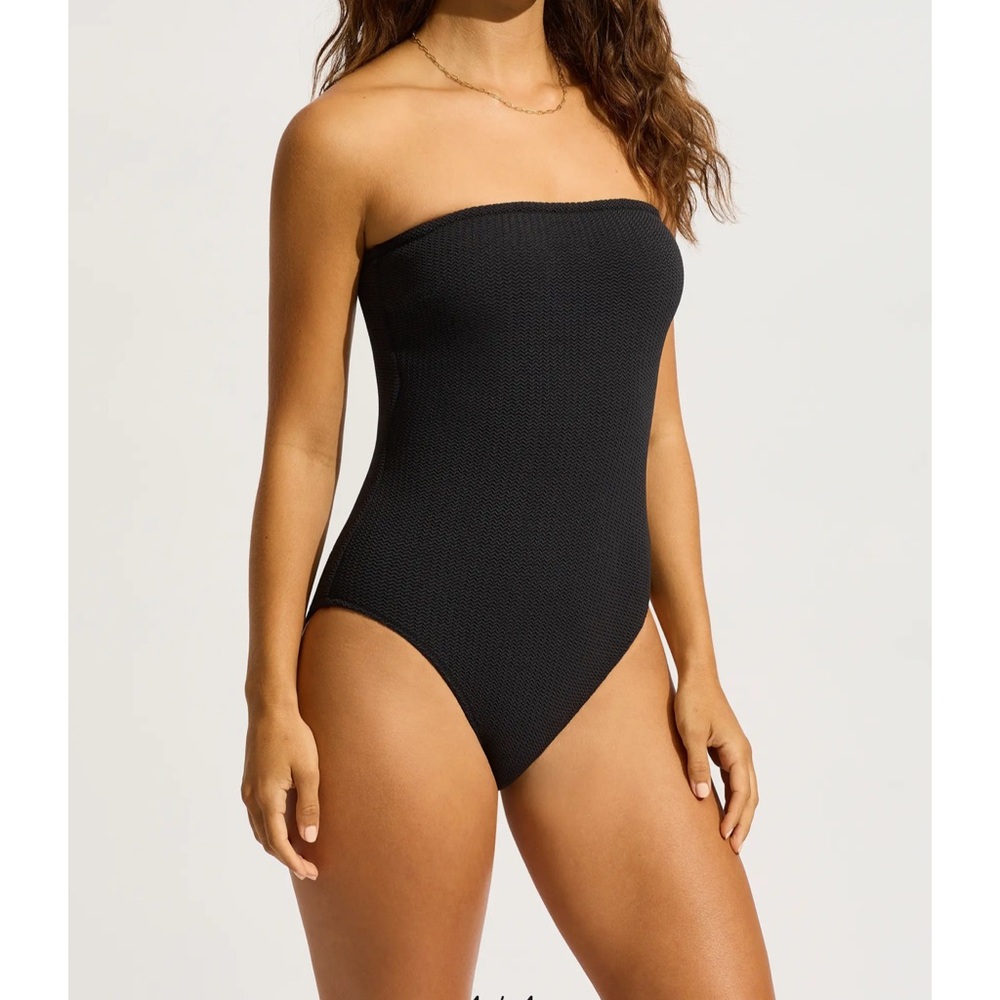 Seafolly Black Ribbed One Piece Swimsuit